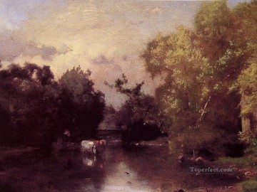 George Inness Painting - The Pequonic New Jersey Tonalist George Inness